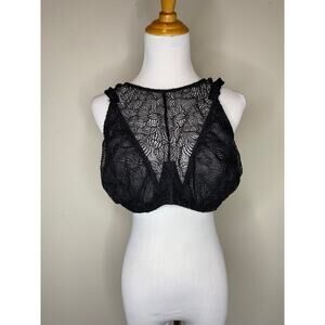 Cacique 42D Black Underwire Bra High Lace Neck Bra